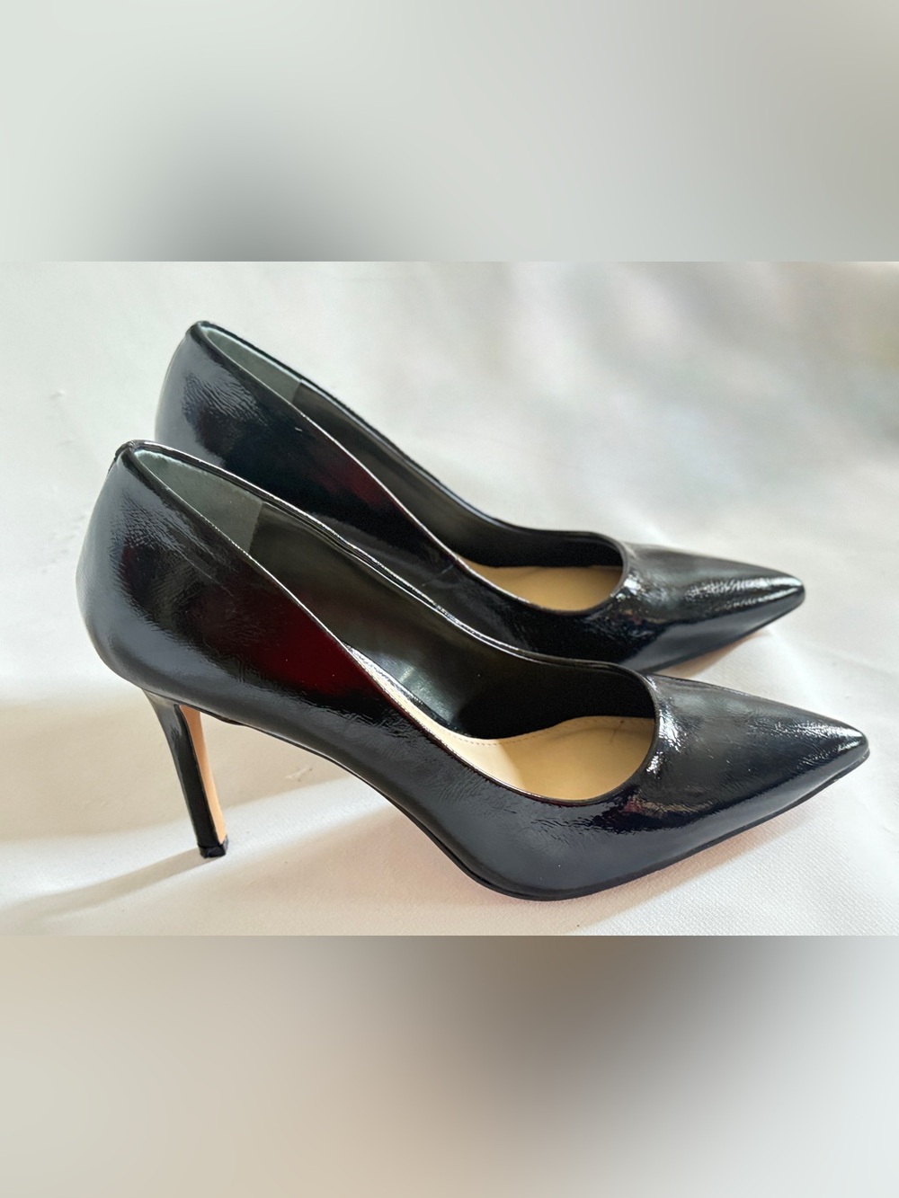 Vince Camuto Savilla Black Patent Pointed Toe Stiletto Pumps Women's 8.5M EU 39